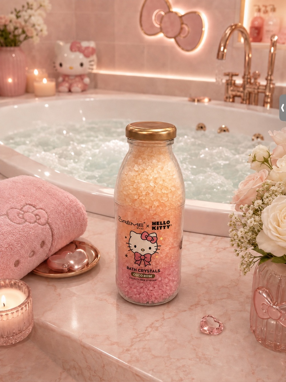 Hello Kitty Pink & Peach Bath Crystals Bottle